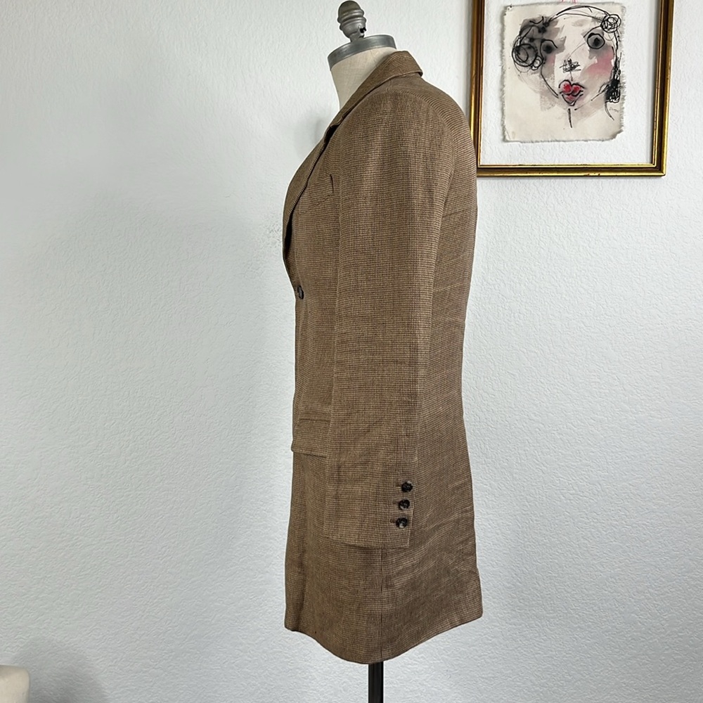 A.P.C. Car Tweed Hounstooh Classic Brown Blazer Caot Jacket - Picture 5 of 9